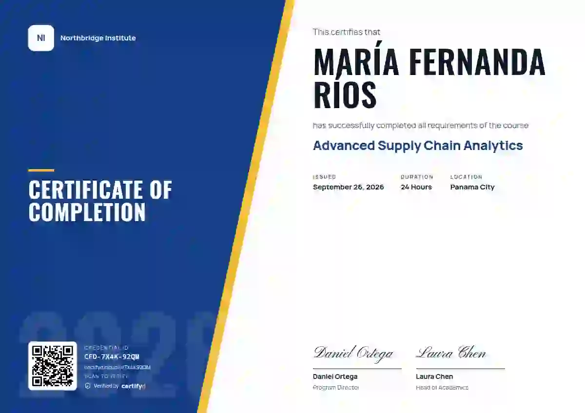 Split Panel Cobalt course completion certificate template