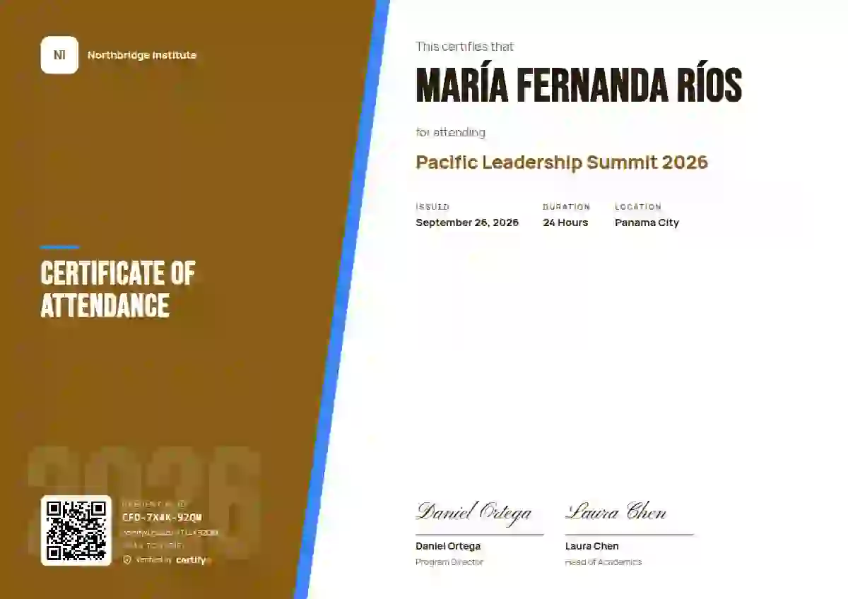 Split Panel Saffron event attendance certificate template
