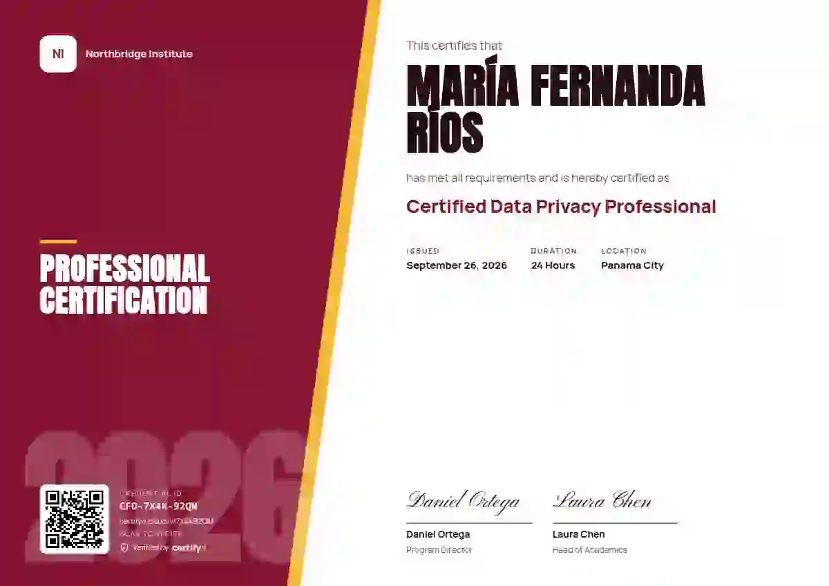 Split Panel Burgundy professional certification certificate template
