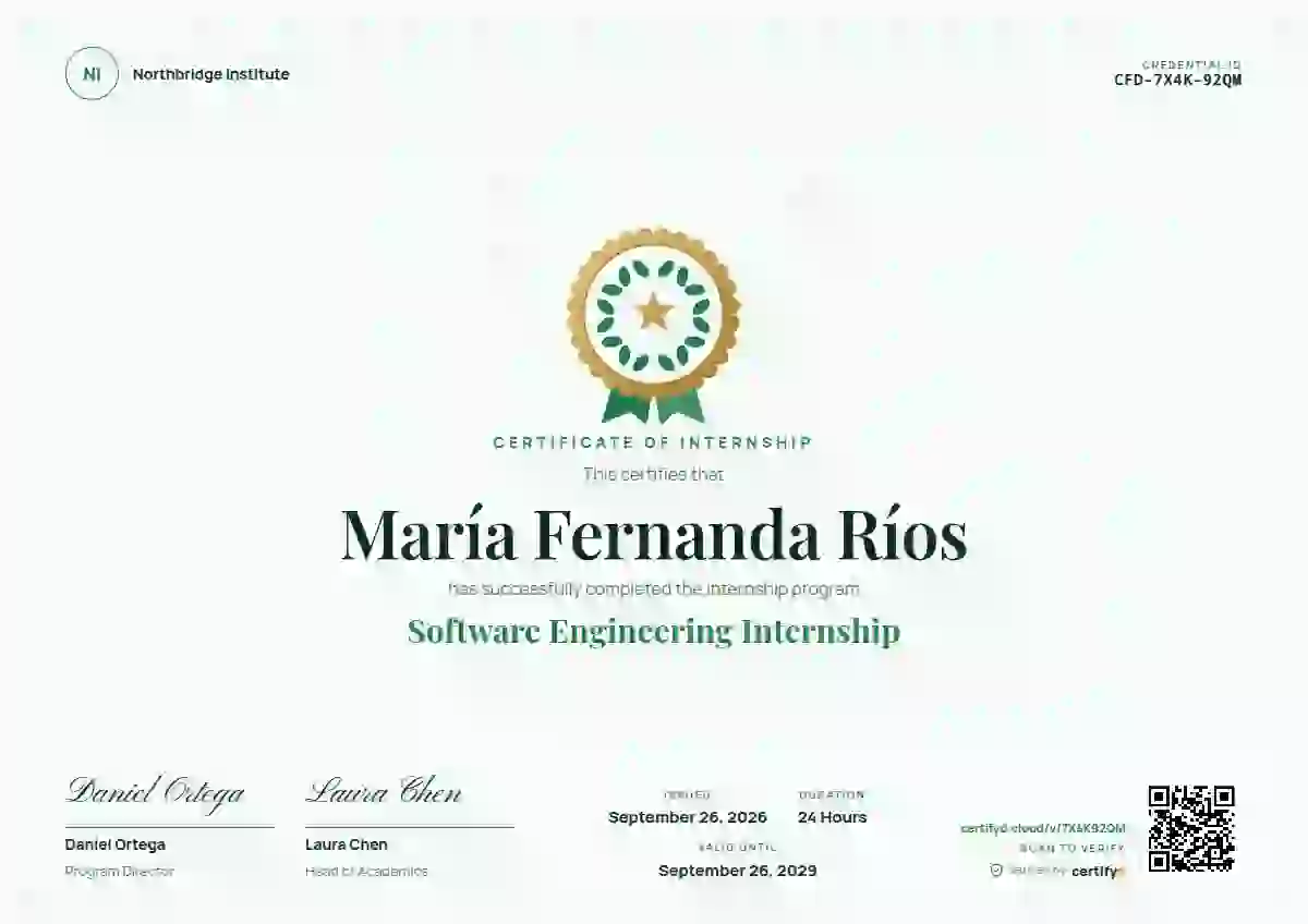 Medallion Emerald internship certificate template