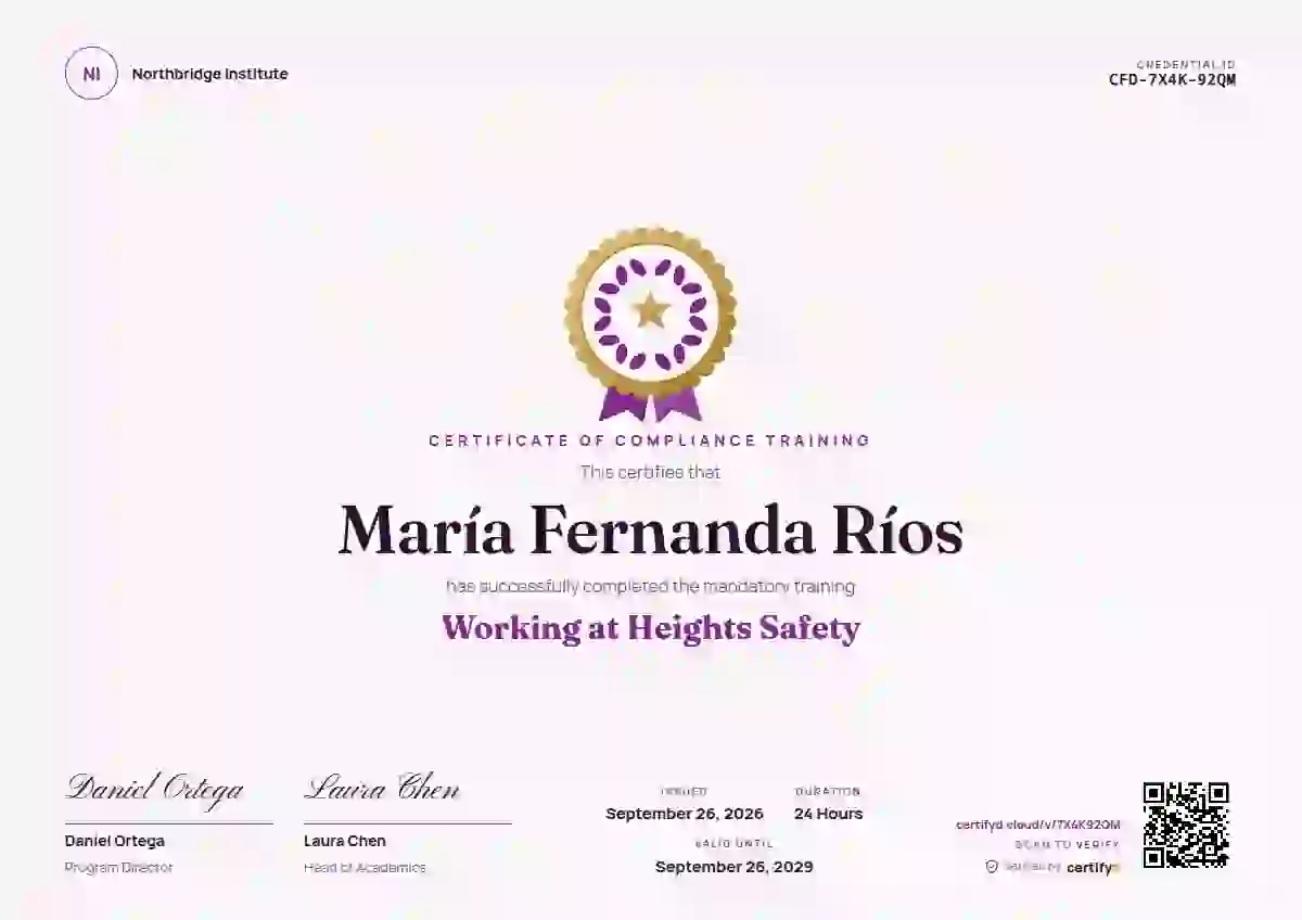 Medallion Plum compliance and safety certificate template