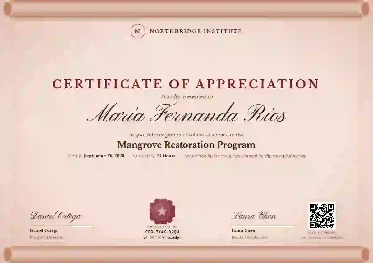 Plantilla de certificado Scroll Parchment Rose de reconocimiento a voluntarios