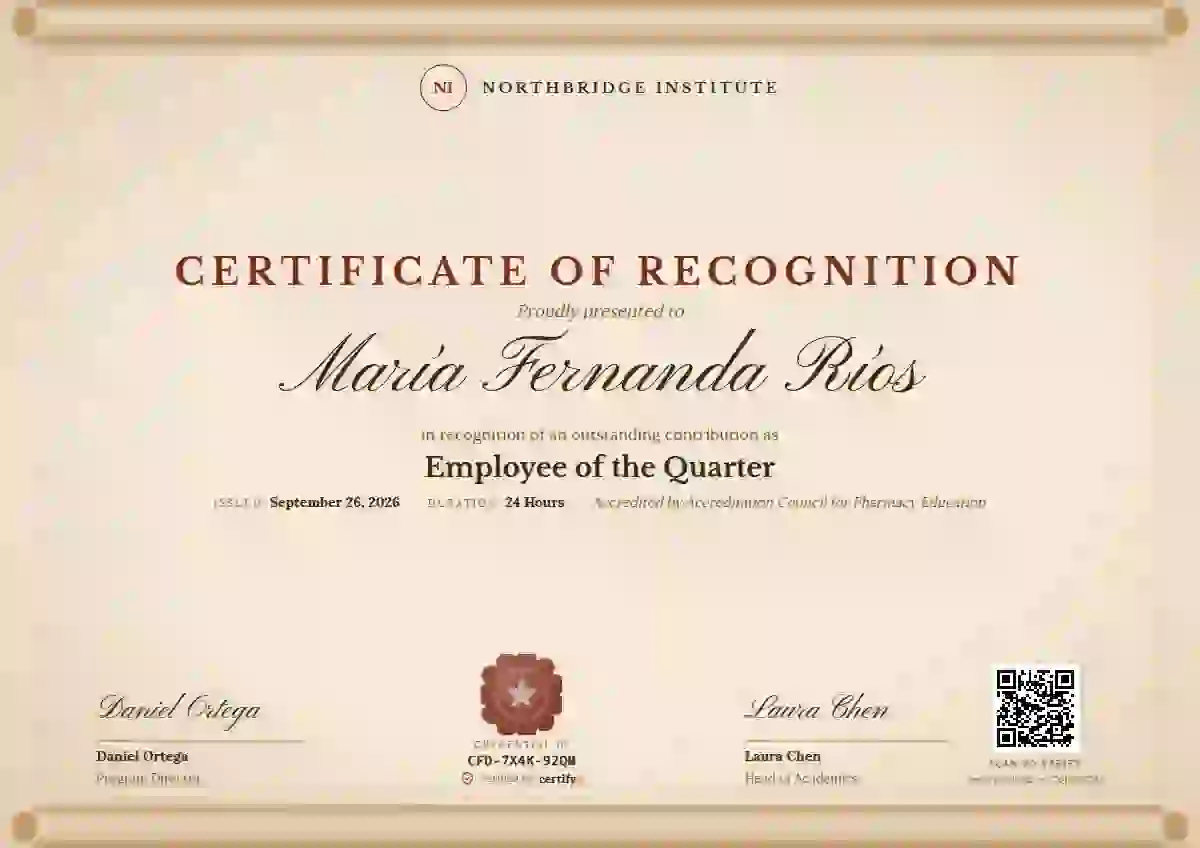 Scroll Parchment Sand employee recognition certificate template