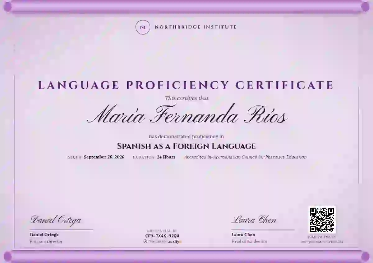 Scroll Parchment Lilac language proficiency certificate template