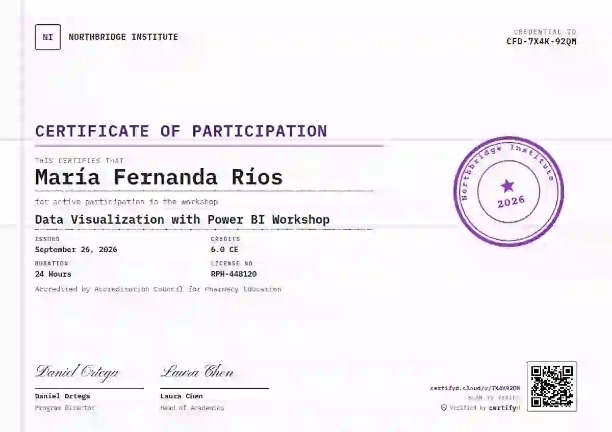Rubber Stamp Purple Ink webinar and workshop certificate template
