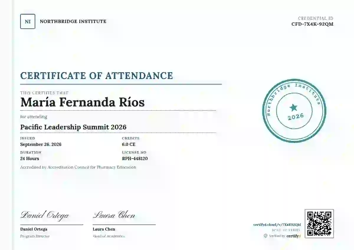 Rubber Stamp Teal Ink event attendance certificate template