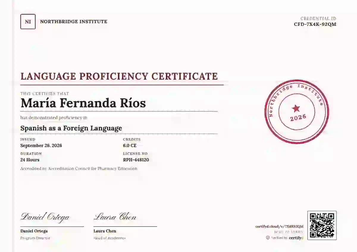 Rubber Stamp Maroon Ink language proficiency certificate template