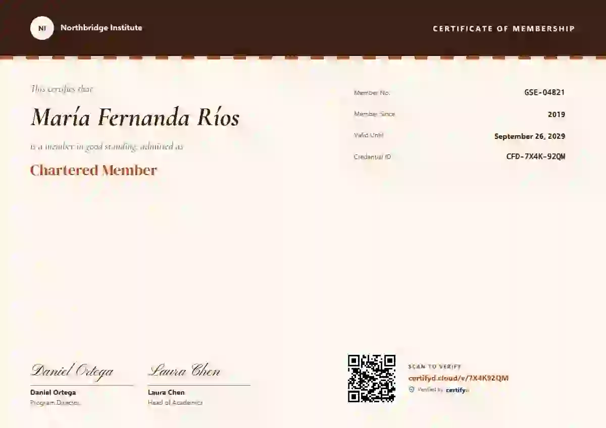 Onyx membership certificate template
