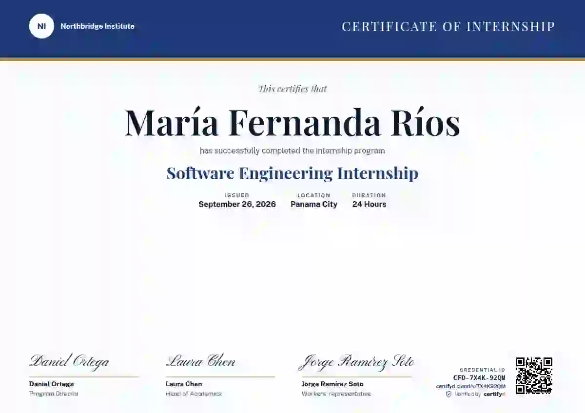 Triple Signature Navy internship certificate template