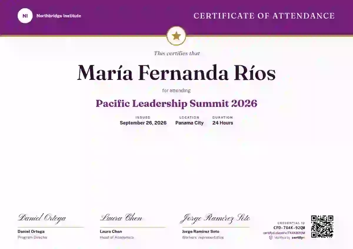 Triple Signature Plum event attendance certificate template