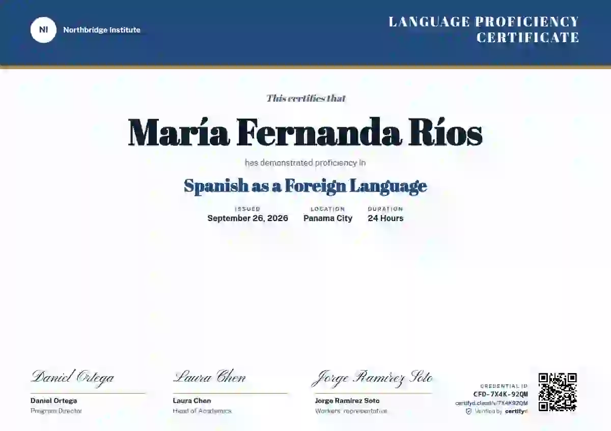 Plantilla de certificado Triple Signature Slate No Emblem de dominio de idiomas