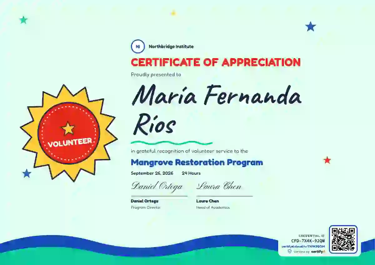 Kids Achievement Mint volunteer appreciation certificate template