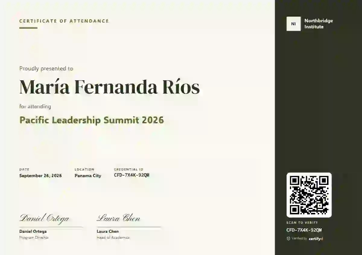 Prism event attendance certificate template