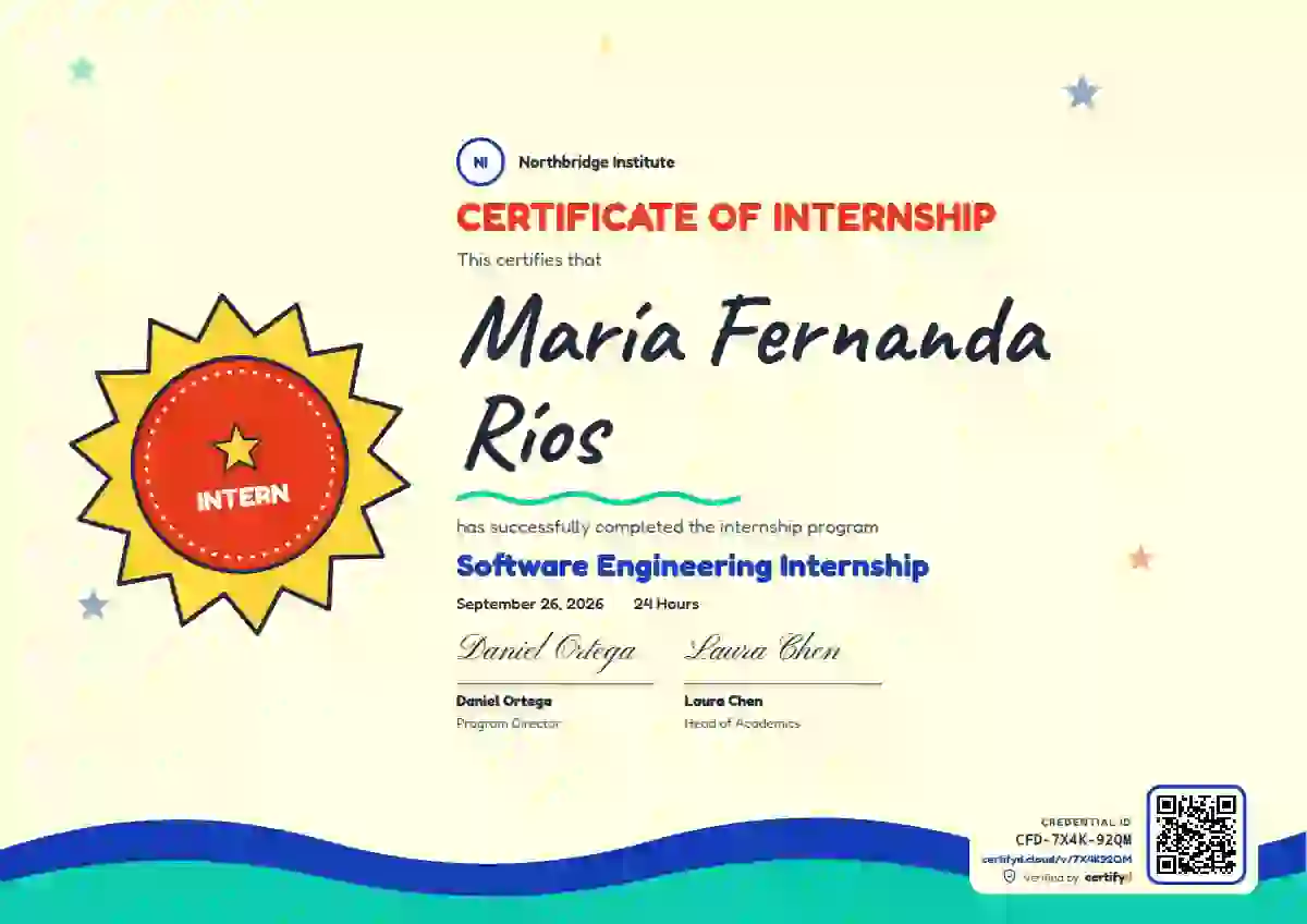 Kids Achievement Lemon internship certificate template