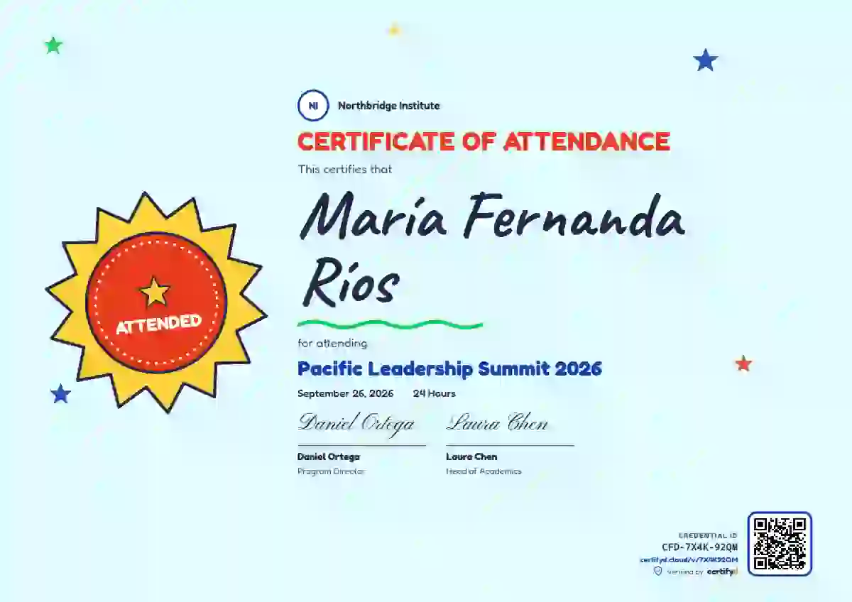 Plantilla de certificado Kids Achievement Ocean de asistencia a eventos