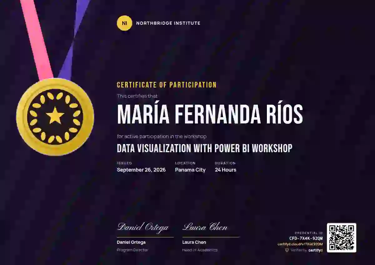 Plantilla de certificado Sports Medal Violet de webinar y taller