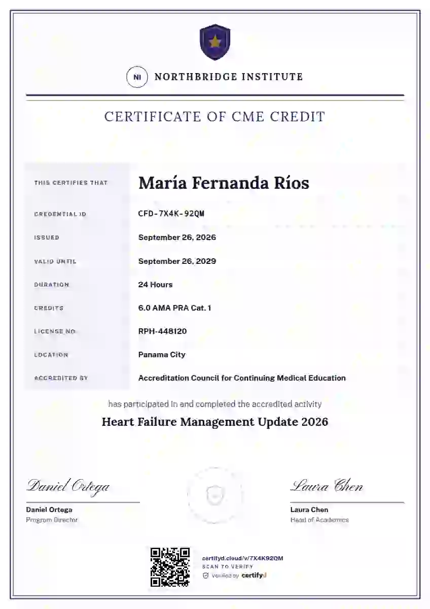Plantilla de certificado Civic Ledger Indigo de salud y educación médica continua