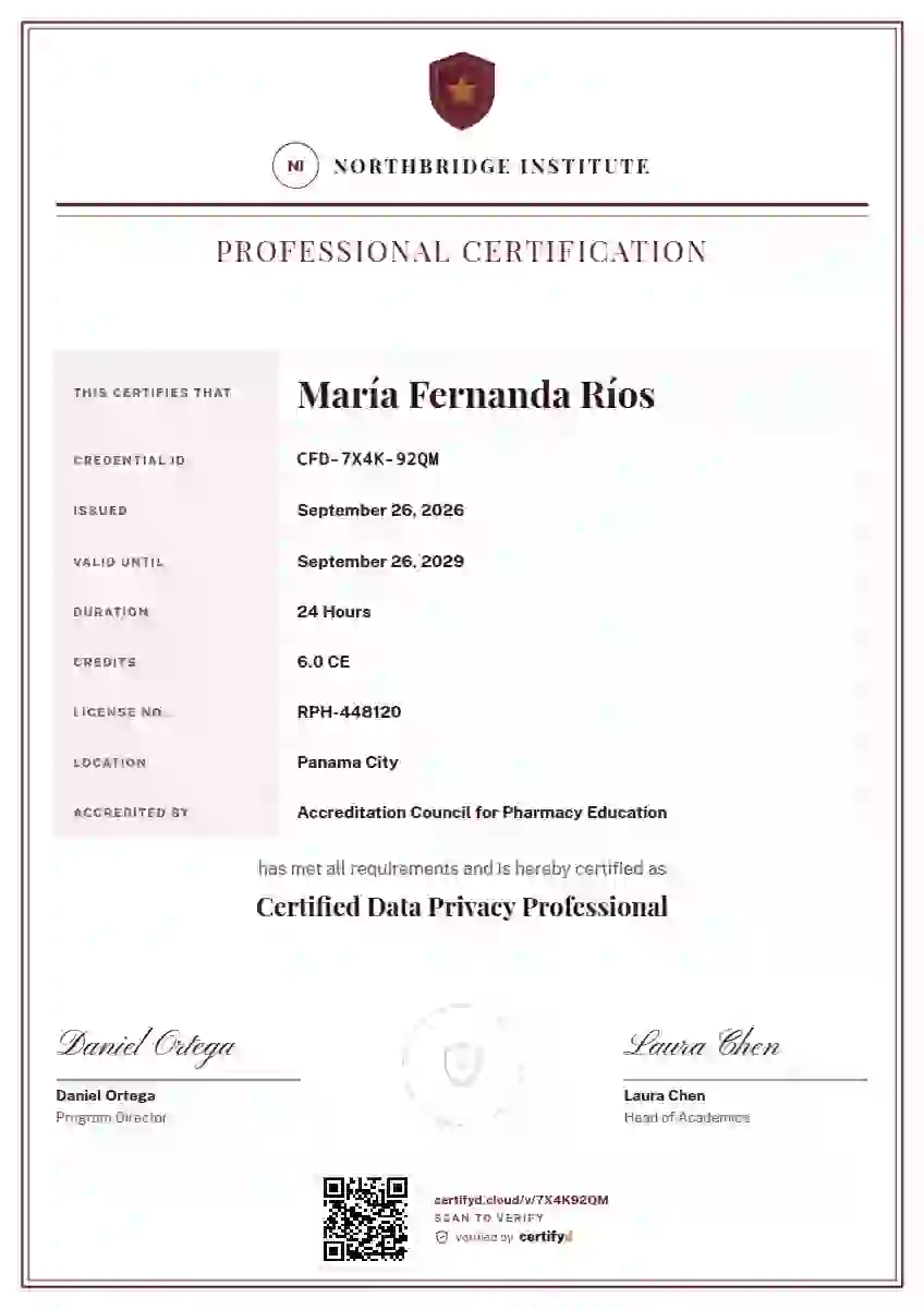 Plantilla de certificado Civic Ledger Rose de certificación profesional