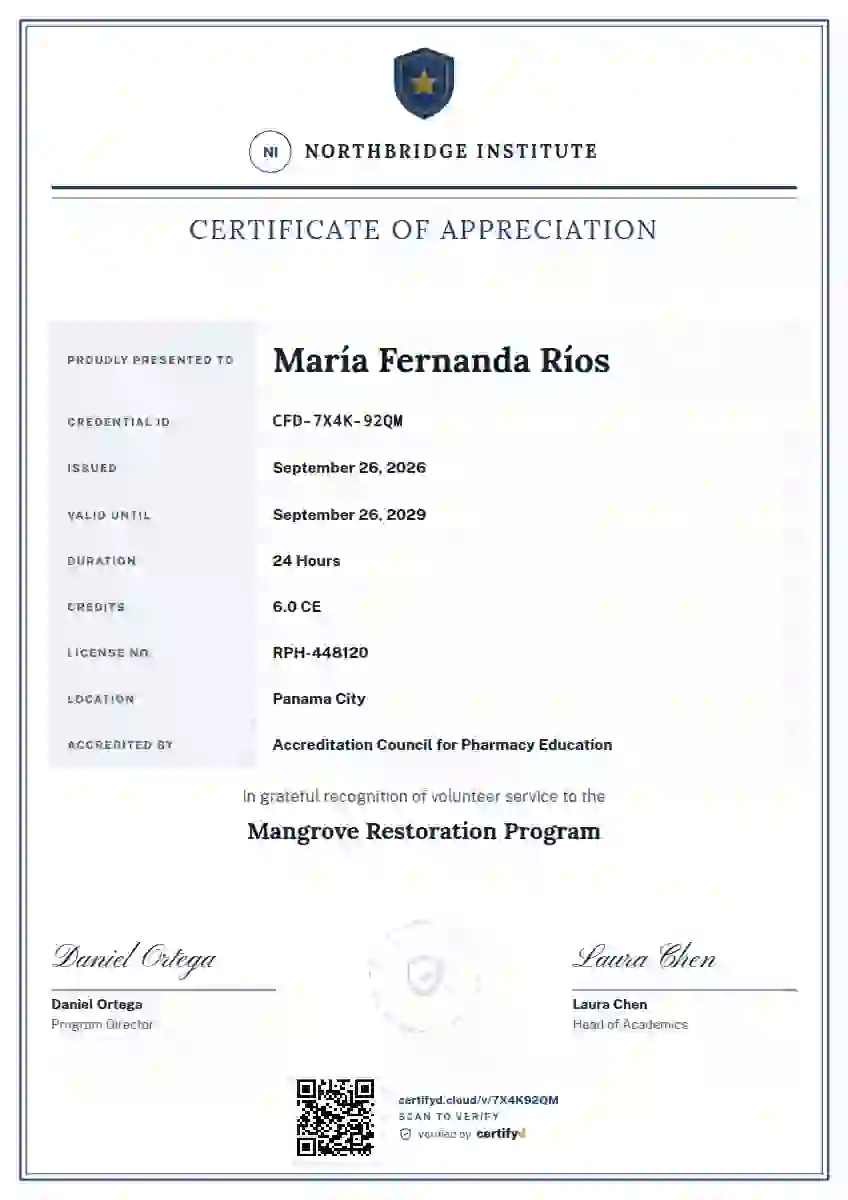 Civic Ledger Cobalt volunteer appreciation certificate template