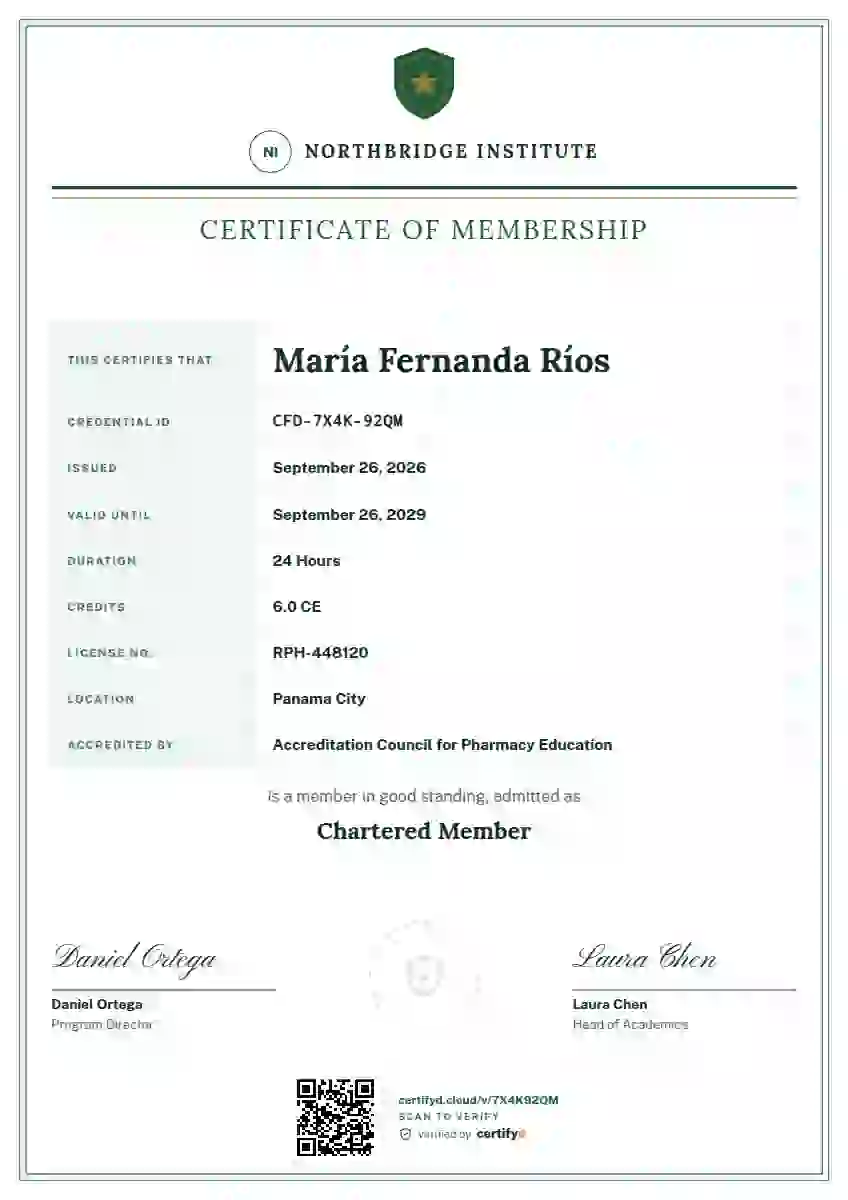 Civic Ledger Emerald membership certificate template