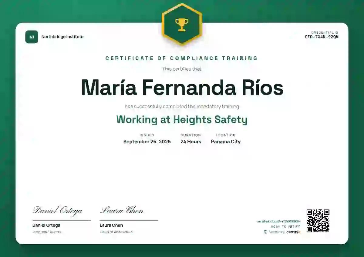 Plantilla de certificado Icon Badge Emerald de cumplimiento y seguridad
