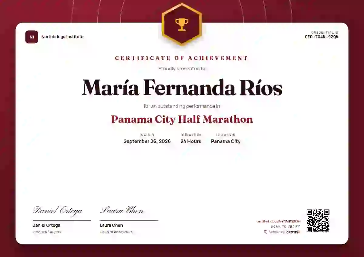 Plantilla de certificado Icon Badge Crimson de deportes