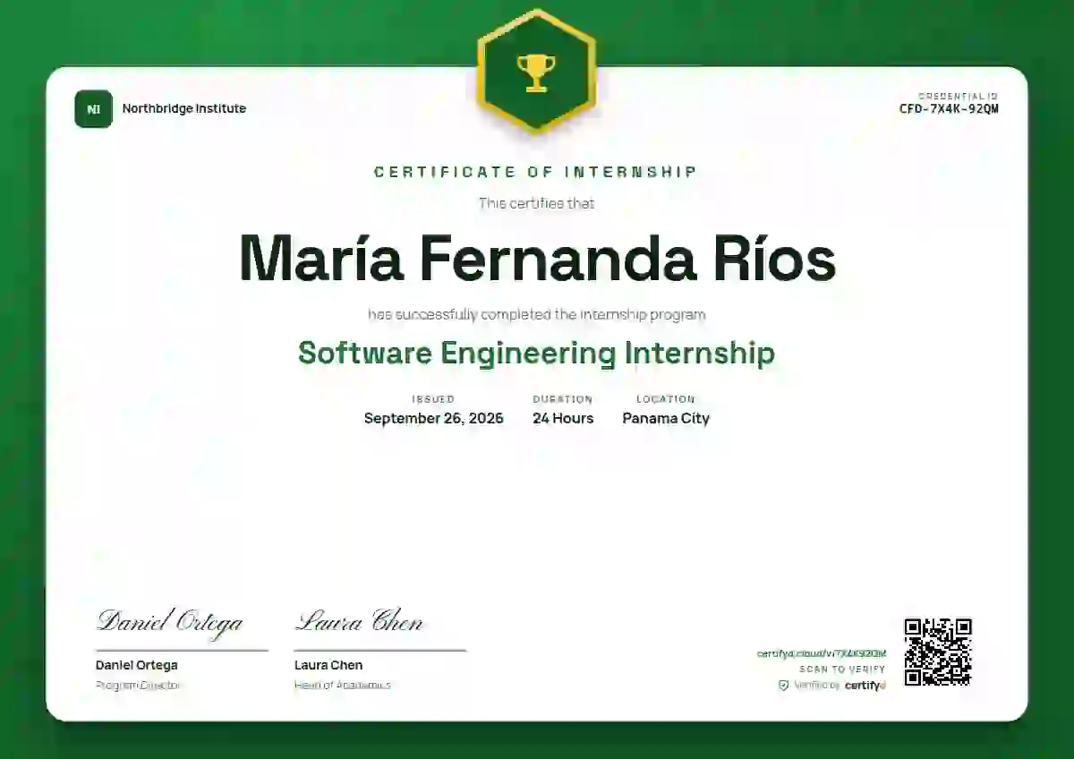 Plantilla de certificado Icon Badge Forest de pasantía