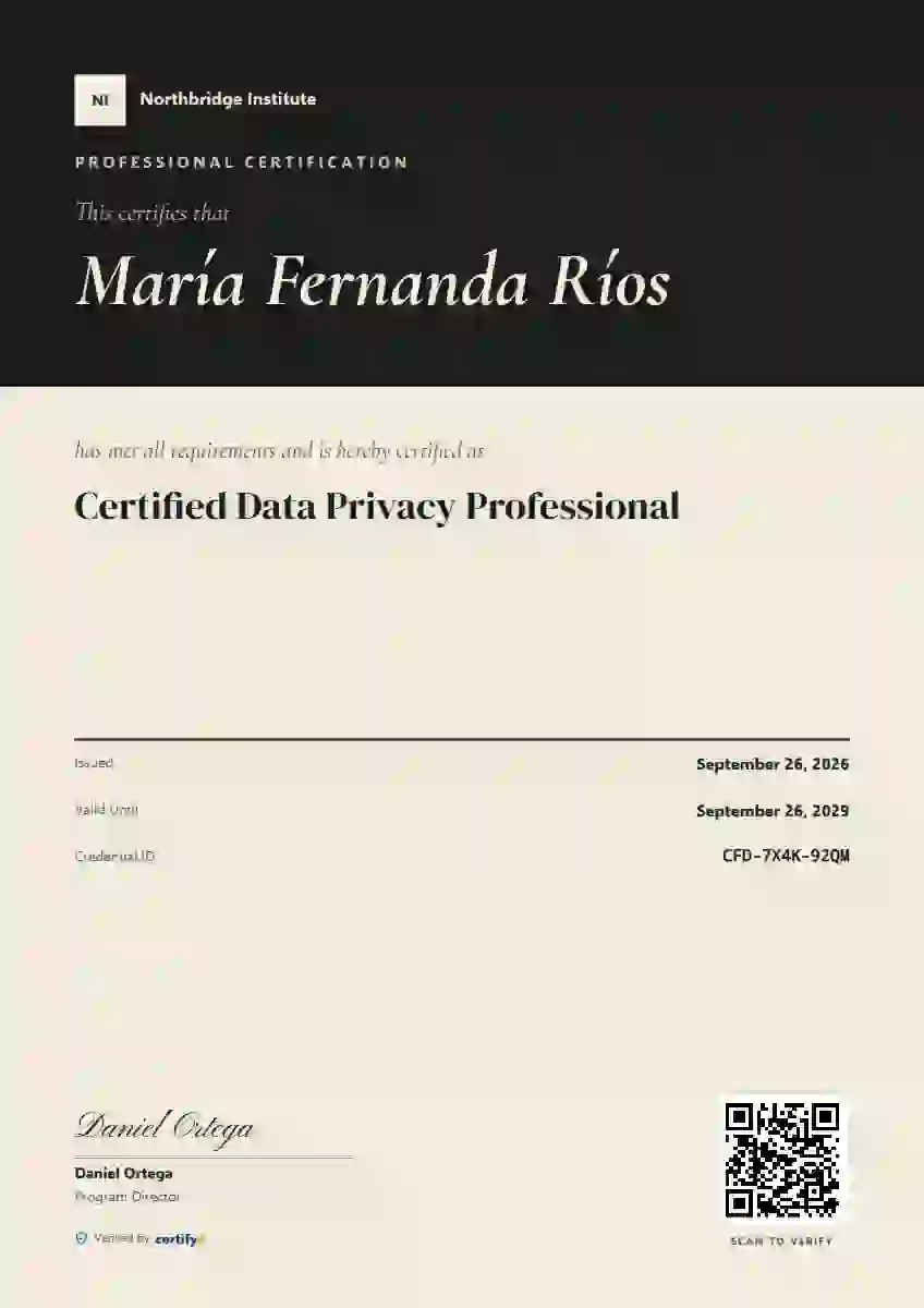 Obsidian professional certification certificate template