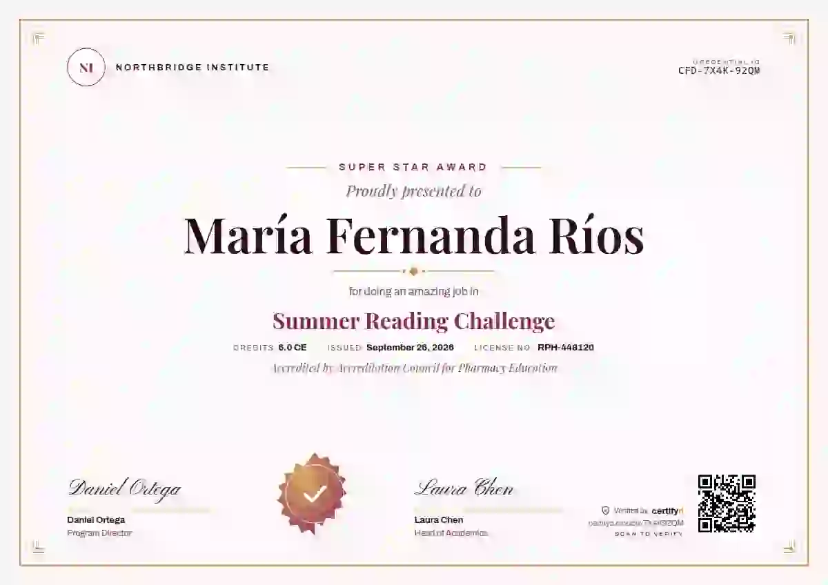Plantilla de certificado Classic Seal Rose de escuela y niños