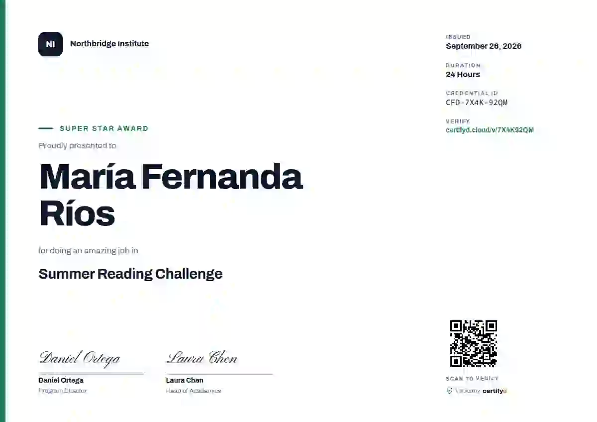 Plantilla de certificado Modern Minimal Jade de escuela y niños