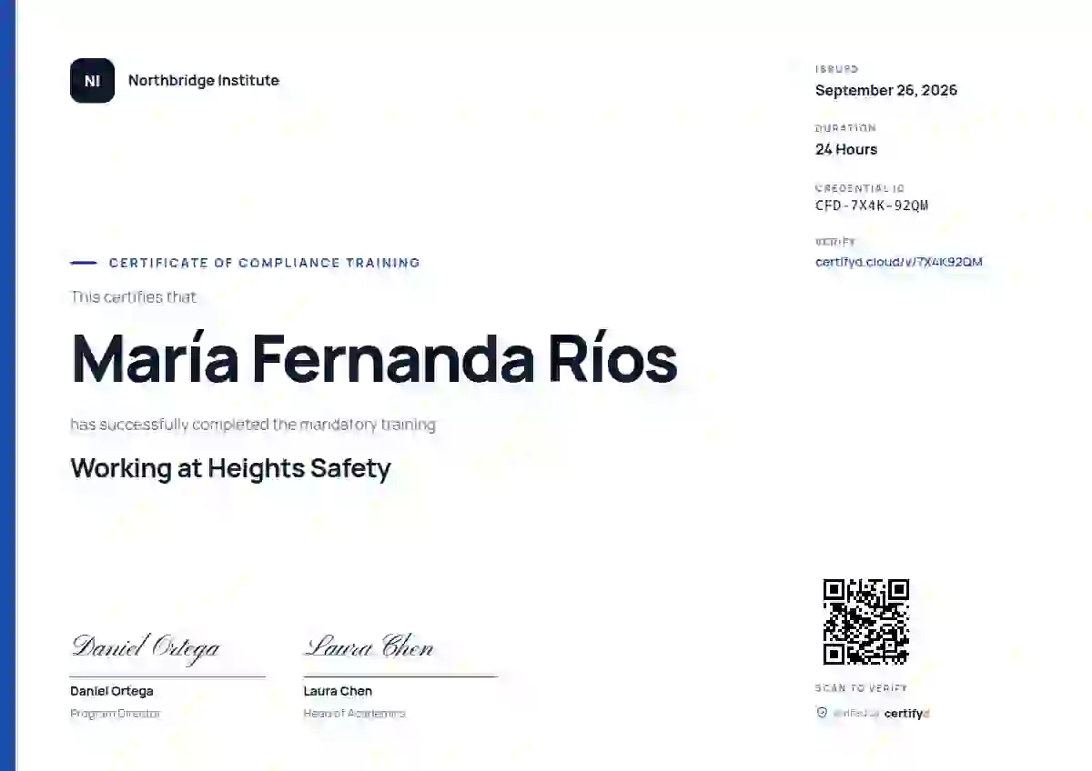 Plantilla de certificado Modern Minimal Cobalt de cumplimiento y seguridad