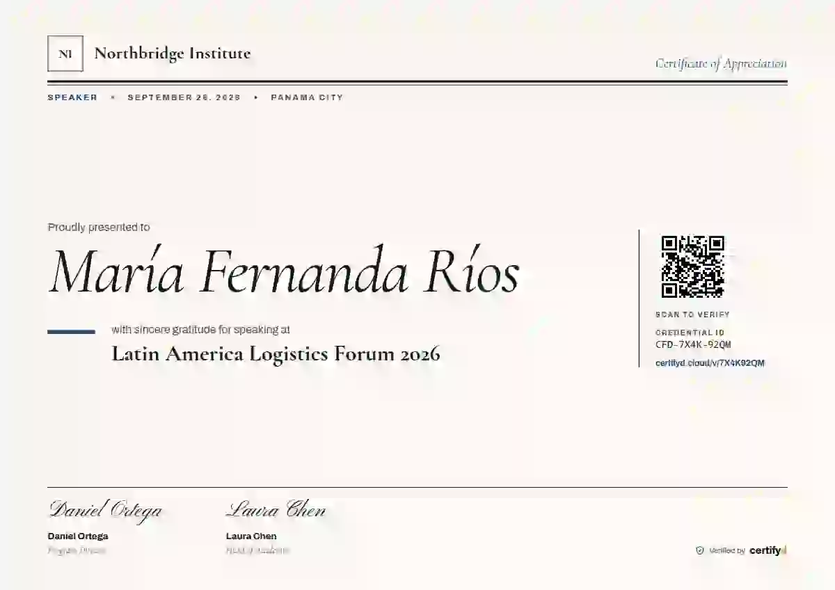 Plantilla de certificado Editorial Serif Cobalt de ponente de conferencia