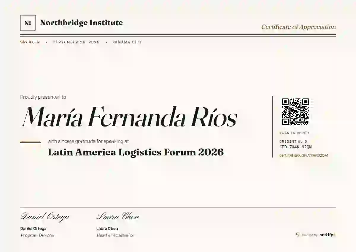 Editorial Serif Amber conference speaker certificate template