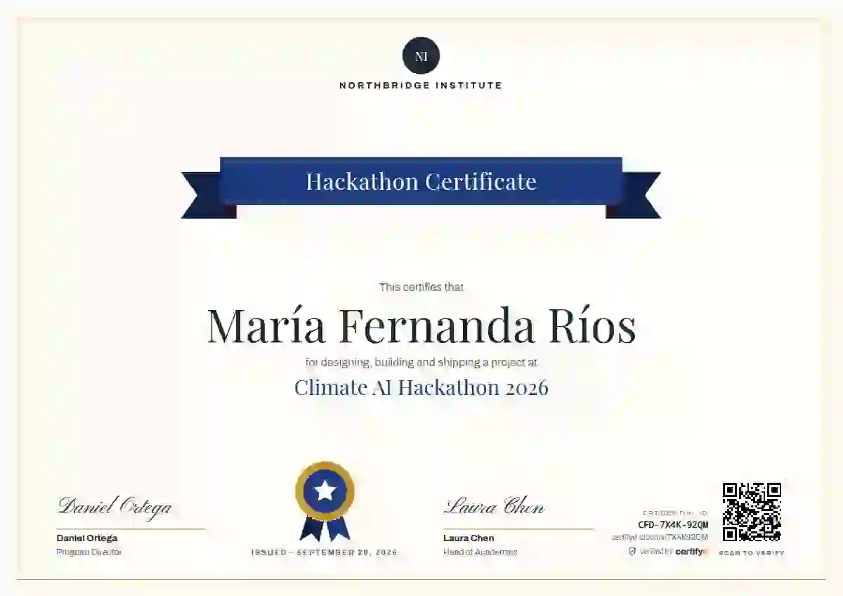 Ribbon Banner Navy hackathon certificate template