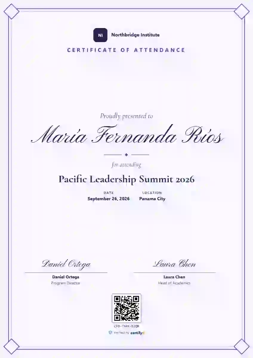 Cascade event attendance certificate template
