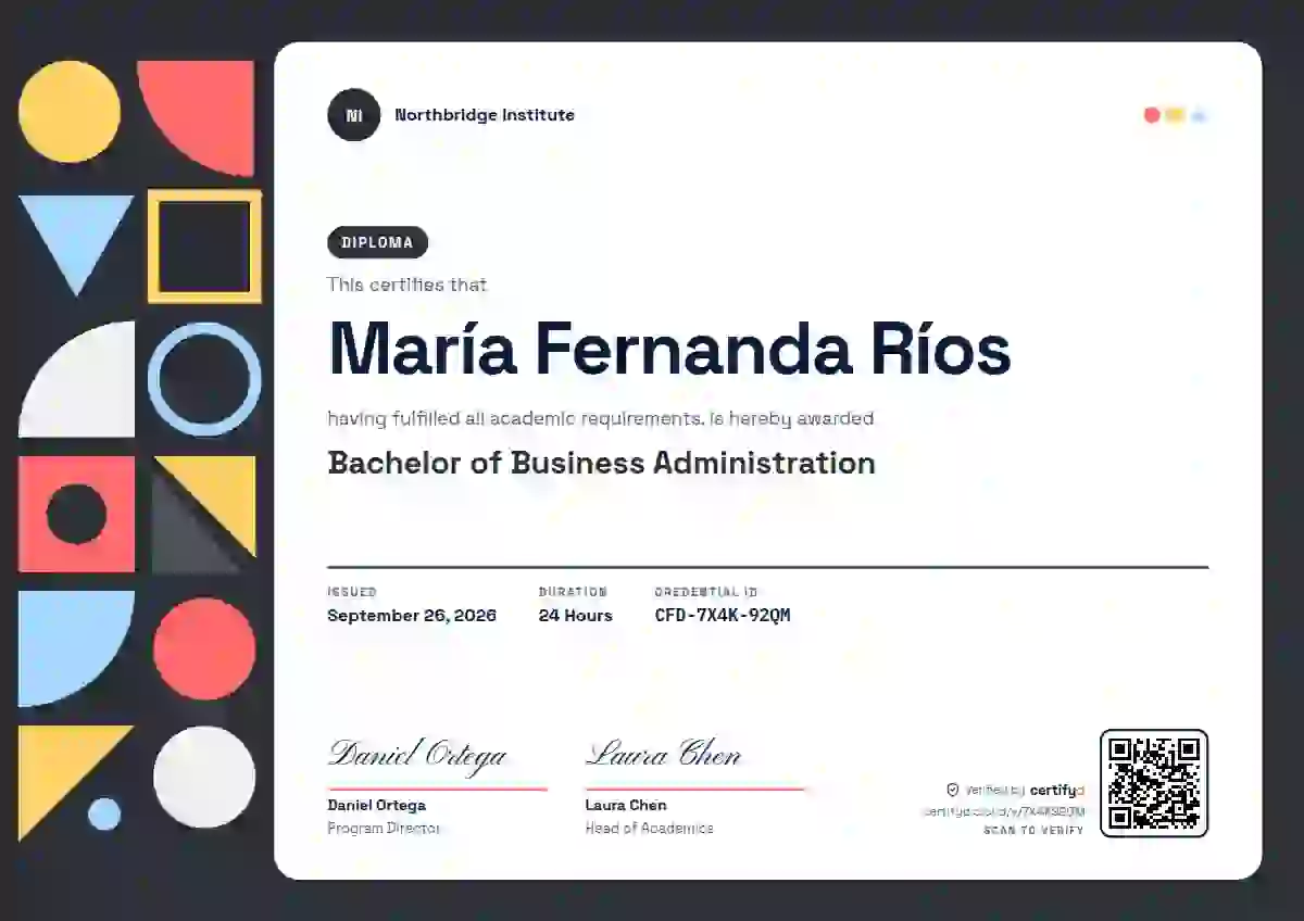 Plantilla de certificado Geometric Graphite Coral de diploma académico