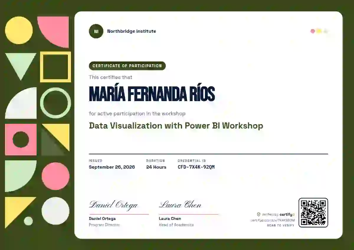 Geometric Olive webinar and workshop certificate template