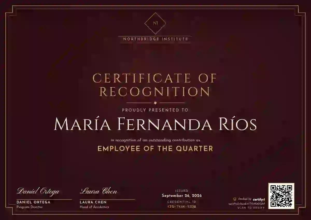 Art Deco Ruby employee recognition certificate template