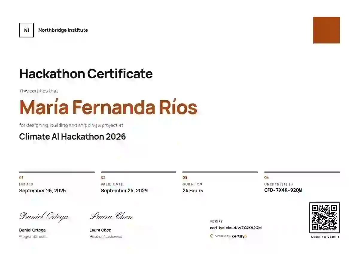 Swiss Grid Orange Deep hackathon certificate template