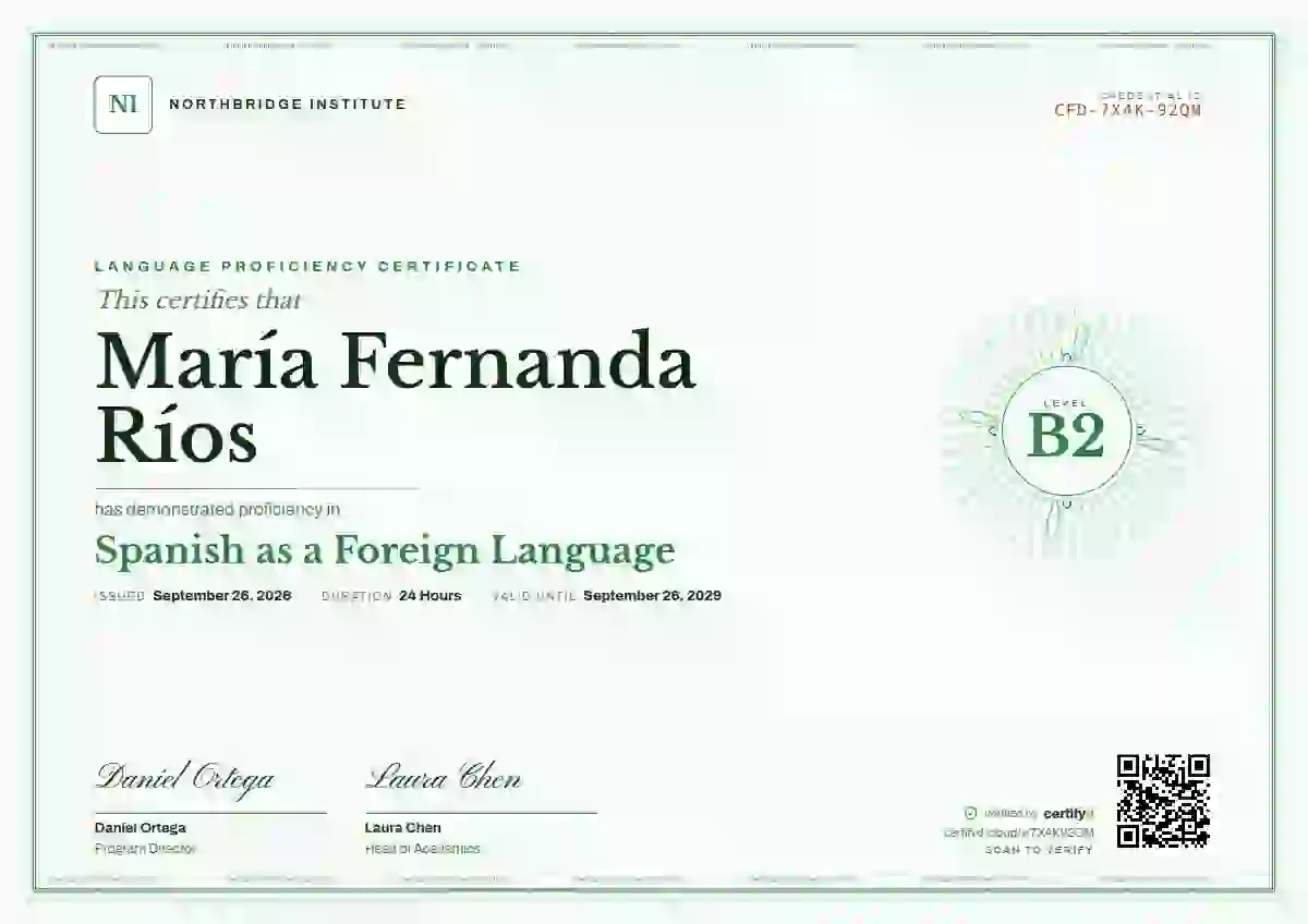 Plantilla de certificado Guilloche Forest de dominio de idiomas