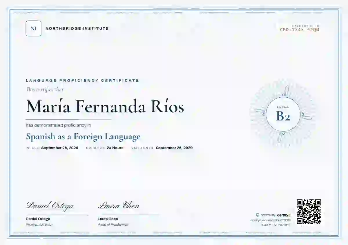 Guilloche Steel language proficiency certificate template