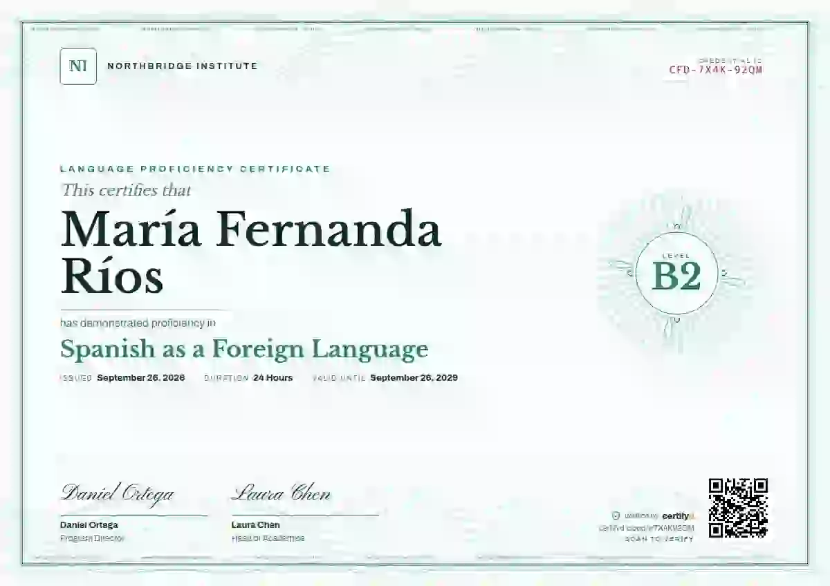 Guilloche Jade language proficiency certificate template