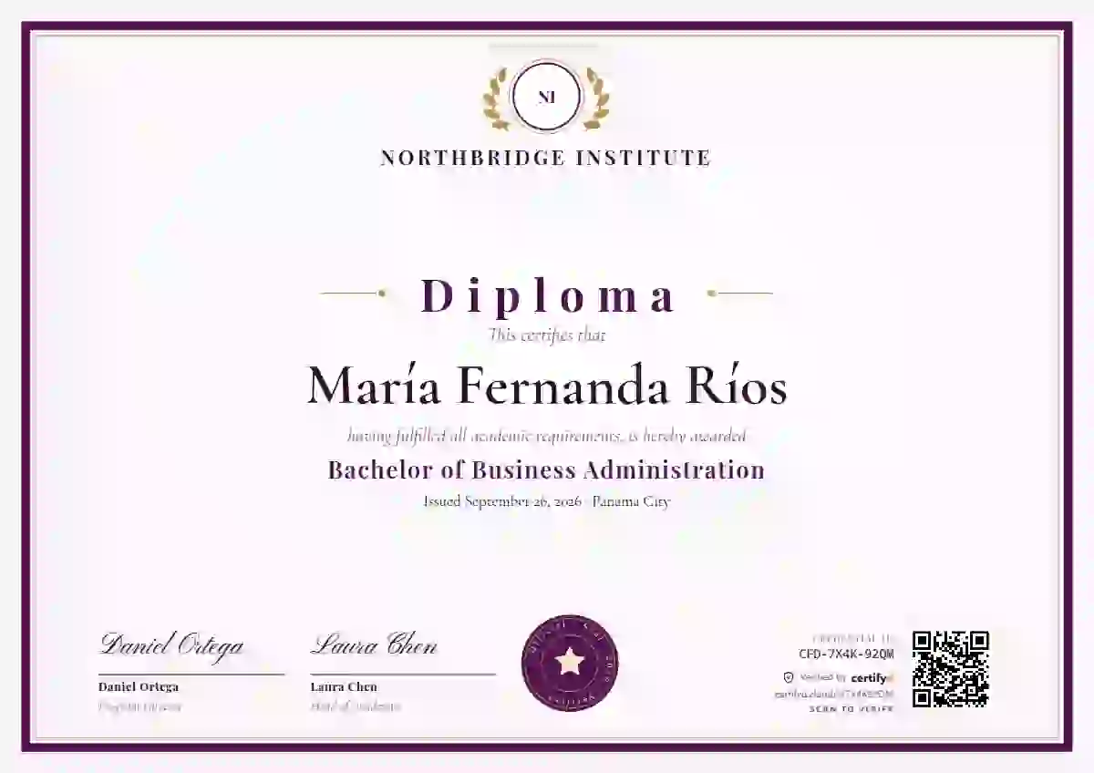 Plantilla de certificado Academic Crest Plum de diploma académico