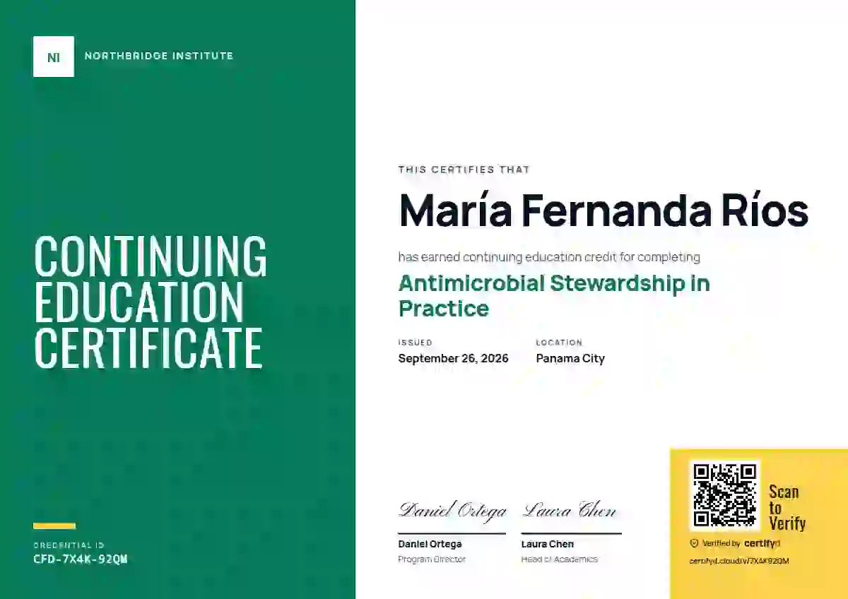 Color Block Emerald continuing education certificate template