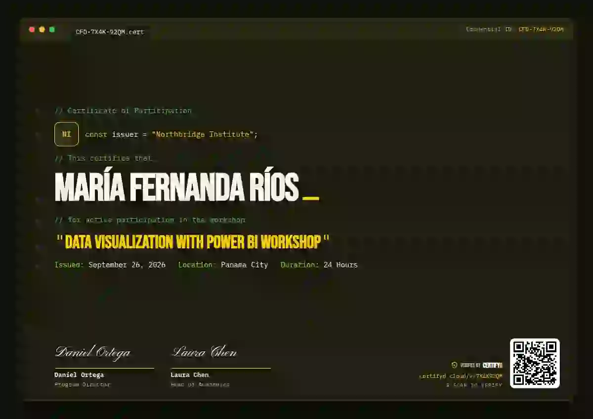 Tech Mono Lemon webinar and workshop certificate template