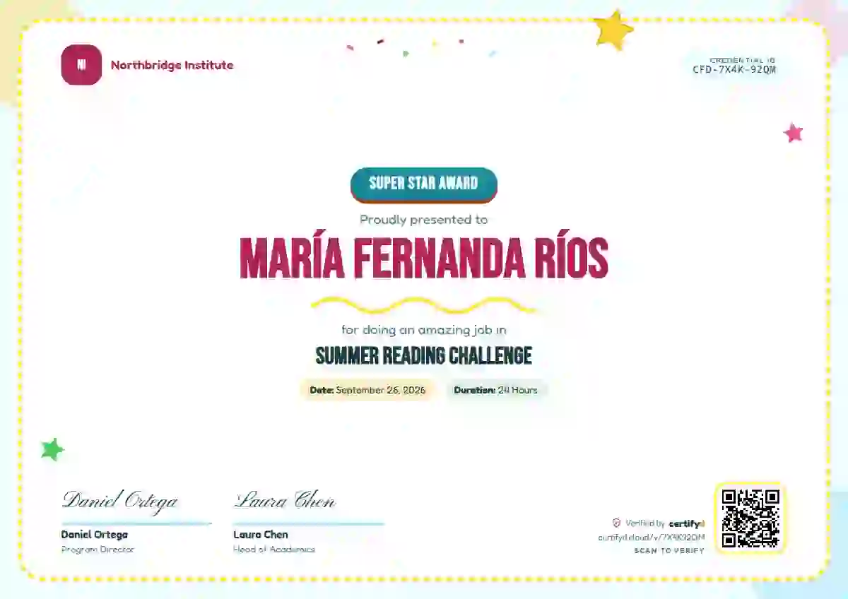 Playful Aqua school and kids certificate template