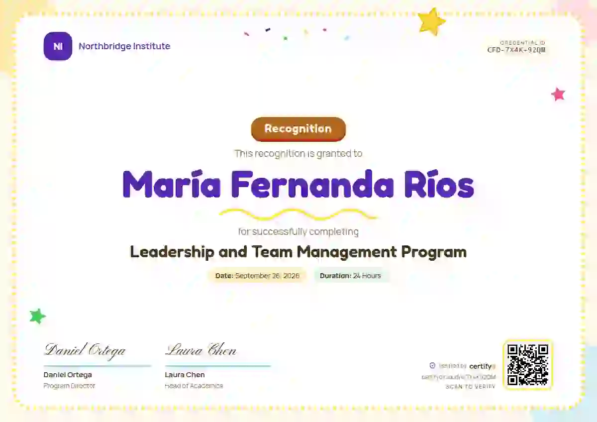 Playful Sunrise latin america certificate template