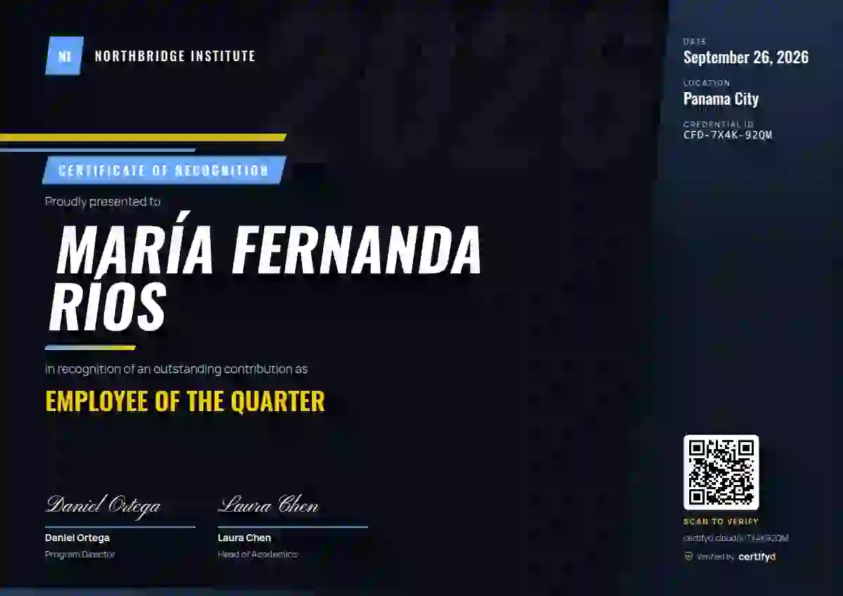 Sports Dynamic Blue employee recognition certificate template