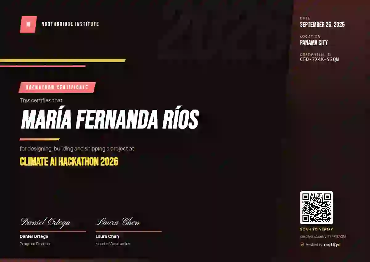 Sports Dynamic Red hackathon certificate template