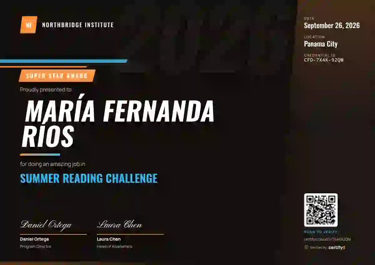 Plantilla de certificado Sports Dynamic Orange de escuela y niños